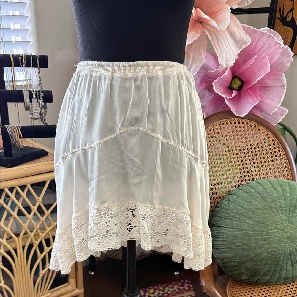 NWT Free People Intimately Midnight Muse Sugar Swizzle Lace Trim Mini Slip Skirt